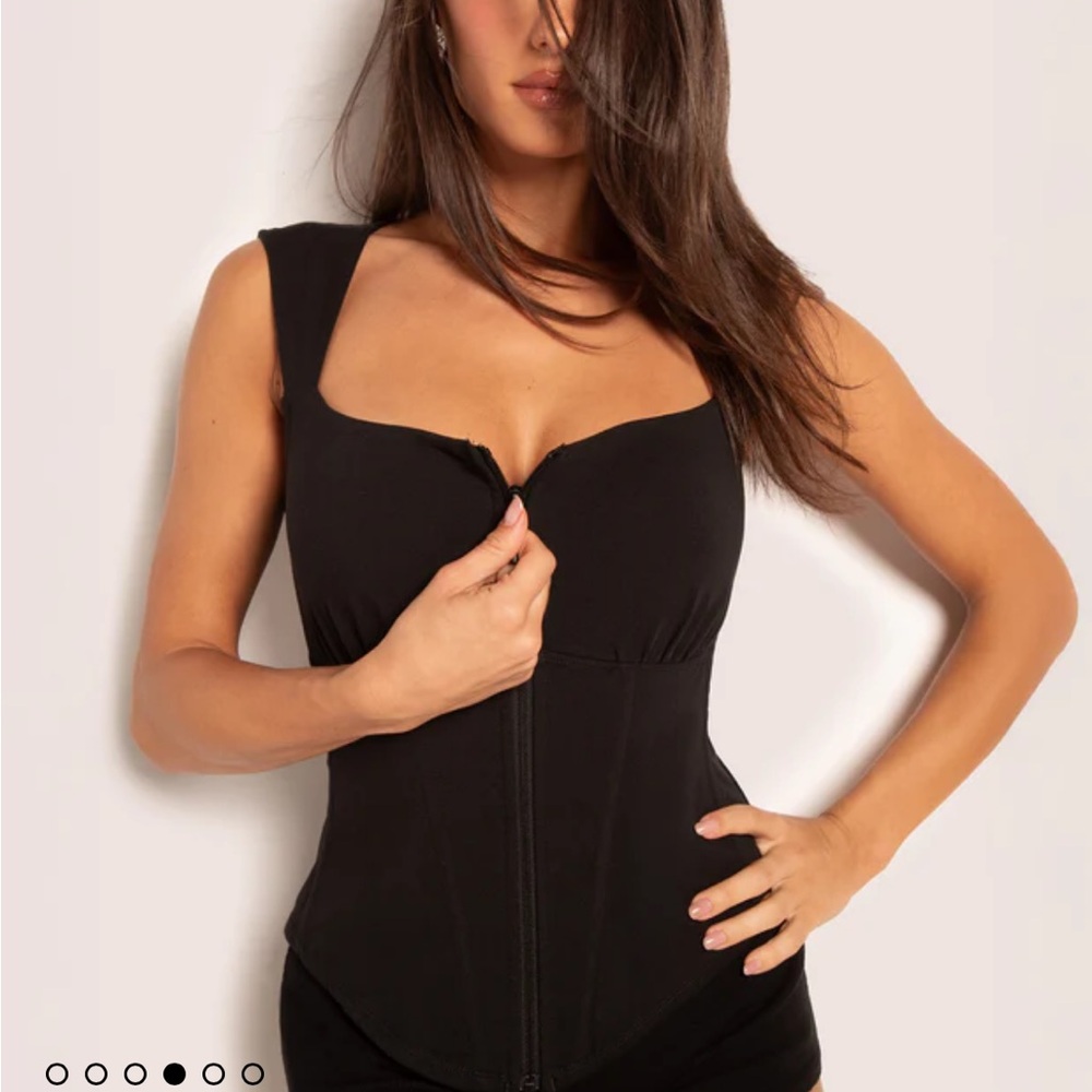Black Zip-Up Corset Top